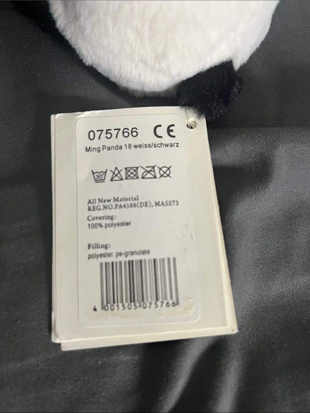 6” Steiff Plush Ming Panda Stuffed Animal - Black & White Soft Toy NWT